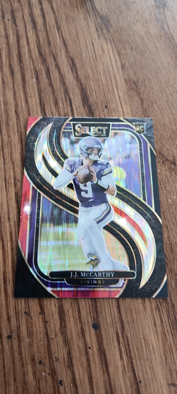 2024 Panini Select J.J. McCarthy PREMIER LEVEL Red & Blue Shock Prizm #134 RC 💎