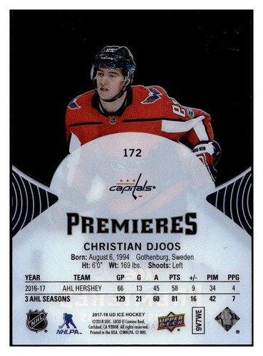 2017-18 Upper Deck Ice #172 Christian Djoos #/499 Rookie RC - Picture 2 of 2