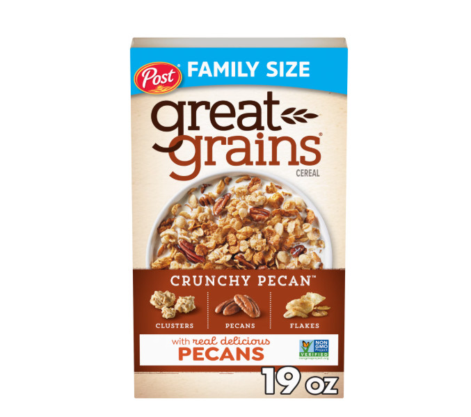 Post Great Grains Crunchy Pecan Breakfast Cereal, Non GMO, Heart Healthy, Low Fa