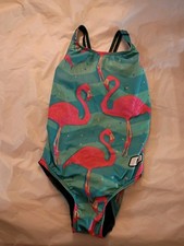 Quicksilver Size 10 Swimsuit Girl Flamingo Aqua One Piece Pool Beach