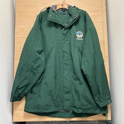 Devon & Jones Mens XL Green Hooded Rain Jacket Windbreaker Yarmouth Embroidered - product listing photo