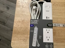 6 Foot Cord 4 Outlet Plus USB -A and USB C Power Strip Surge Protector