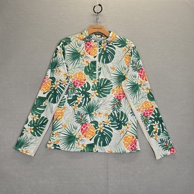 Tail L Womens golf shirt long sleeve tropical print  Pinneapples colorful zip