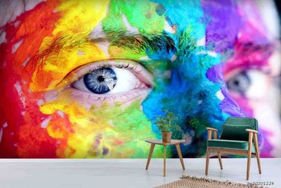 3D Woman Oil Paint Face Close-up Wall Murals Wallpaper Murals Wall Sticker