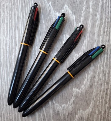 4x BIC 4 Colour PRO Druckkugelschreiber Schwarz Blau Rot Grün 1mm Spitzen Biro