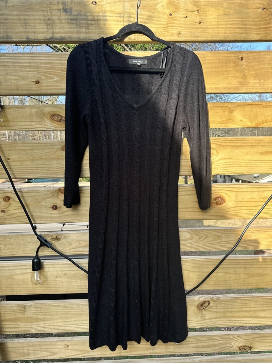 nine west fit & flare sweater dress NINE WEST Womens Cowl Neck Fit and Flare Sweater Dress at Amazon Women's Clothing store
