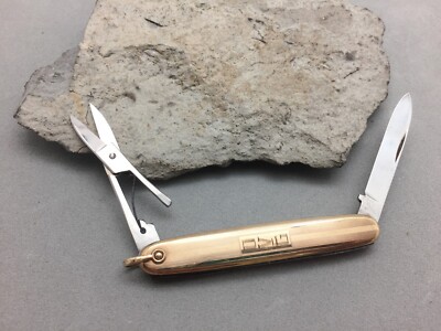 Vintage Art Deco Latama Lestage 12k GoldFill USA Folding Pocket Knife Scissors