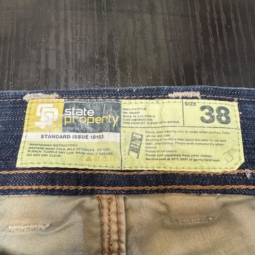 VTG State Property Jeans Mens 38 Dark Wash Baggy Skater Hip Hop Y2K 00s Rocawear - Picture 2 of 18