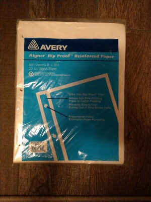 Avery Rip Proof Reinforced 3 Hole Paper Packs Unruled 11 x 8.5 100 Sheets/ pack