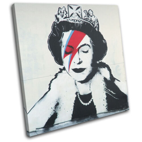 Graffiti Bowie The Queen Pop Banksy Street SINGLE Leinwand Kunst Bild drucken - Bild 1 von 1