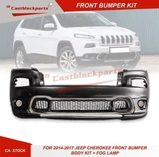 Front Bumper Cover Kit with Grille & Fog Lamp For 2014-2017 Jeep Cherokee