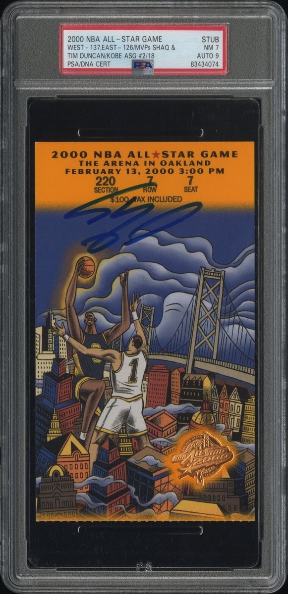2000 NBA ALL-STAR GAME/KOBE BRYANT #2 TICKET MVPS SHAQ/DUNCAN PSA