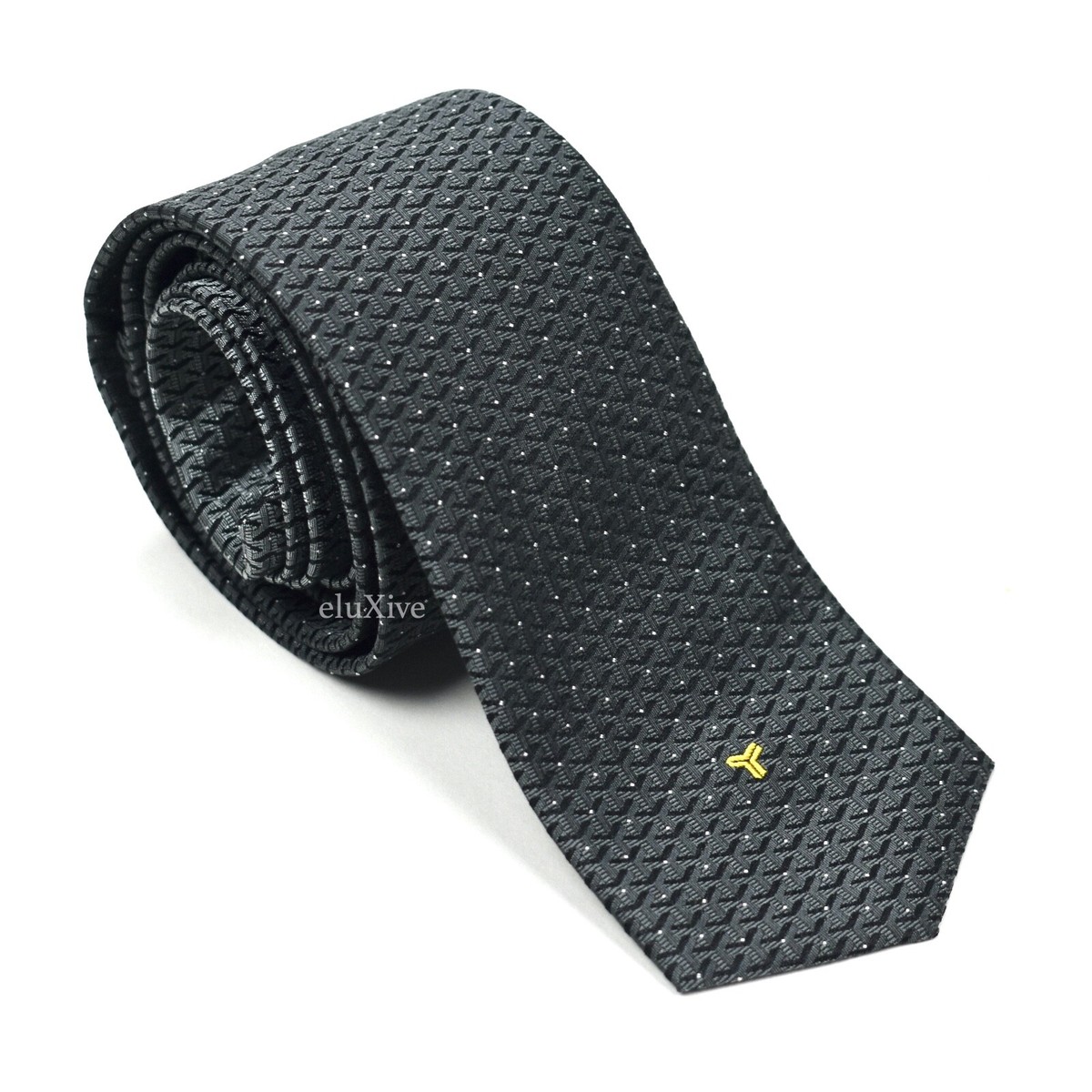 NWT Goyard Eldredge Monogram Woven Silk Tie Gray Made in Italy