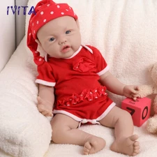IVITA 17'' Silicone Reborn Baby Girl Doll Lifelike Cute Chubby Baby Kids Toys