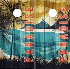 Beach Mountains Sunset Wood Cornhole Wrap Bag Toss Skin Decal Sticker Wraps