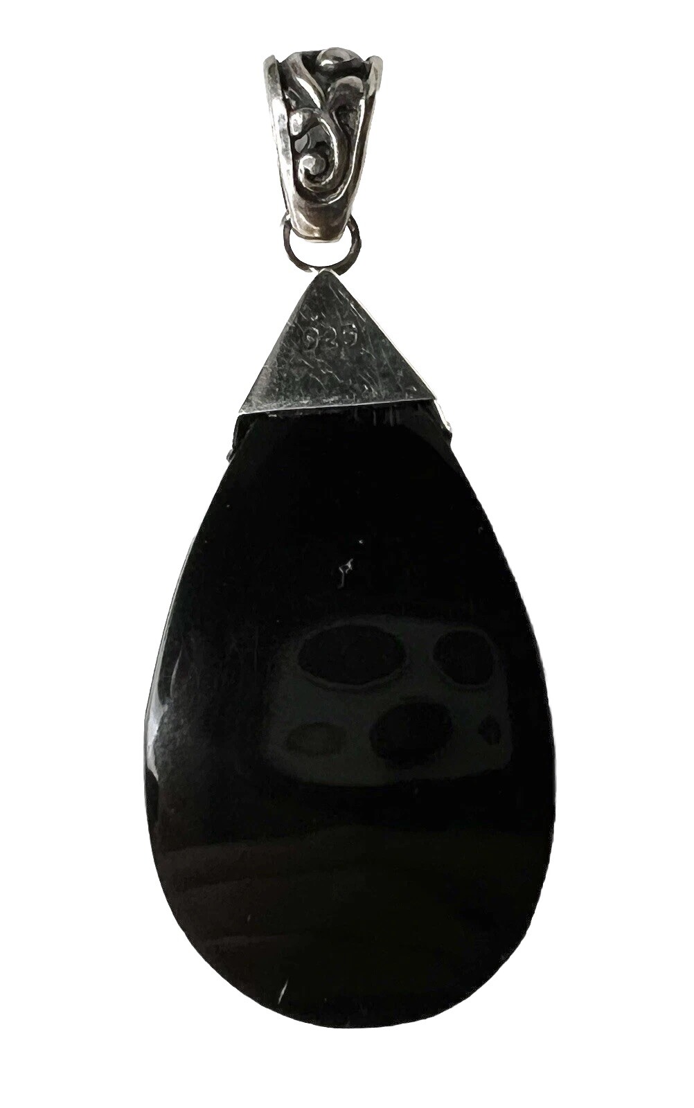 Black Abalone Shell Sterling Silver Scroll Teardr… - image 3