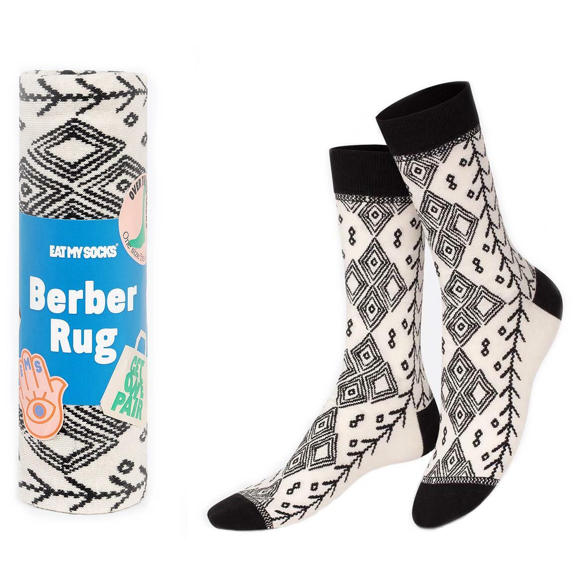Eat My Socks Novelty Unisex Adults One Size Berber Rug Black White Socks Pair