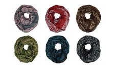 Floral Flower Paisley Print Block Circle Loop Wrap Wide Infinity Scarf Warm