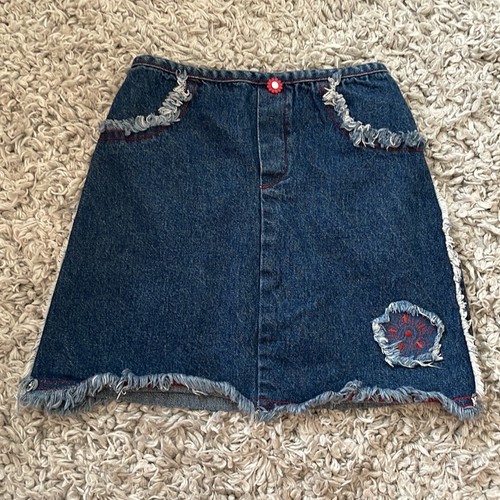 Vintage Amy Byer California Frayed Denim Skirt, Size 6 - 第 1/6 張圖片