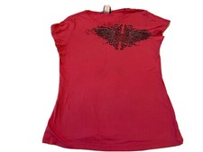 Harley Davidson slim fit hot pink women&rsquo;s angel wings silver stone tshirt Large