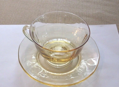 FAIRFAX 3  Cup and saucer sets Topaz color Beautiful Vintage glass FREE SHIP