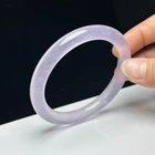 Certified Natural ice Lavender White Myanmar Jade jadeite bangle 59-60mm