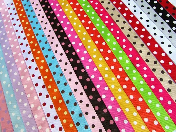 Cinta/ardas Dippy Lunares Grosgrain 7/8"/artesanía/suministro/azul bebé/marrón R43-C Foto 2 de 3