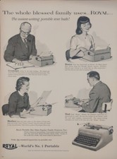 1952 vintage Royal typewriter Print Ad. portable typewriter. Post World War II. thumbnail