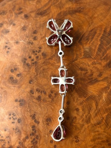 STUNNING 9CT 9K DIAMOND & TOURMALINE GEM PENDANT 3.5G - Picture 8 of 8