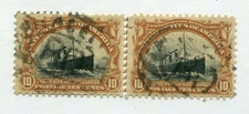 (1901) #299 10¢ Pan-American nice used line pair of stamps