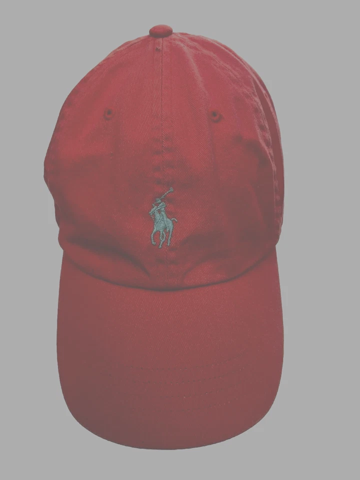 Ralph Lauren Polo Sombrero Rosa Pálido Naranja Azul Pony Logo Correa de Cuero Ajustable Foto 3 de 4