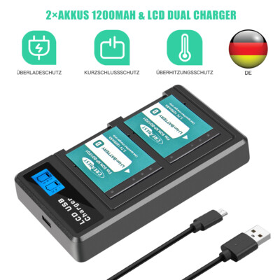 2x NP-BD1 Akku Für Sony CyberShot DSC-T500 T300 T900 TX1 mit LCD Dual Ladegerät