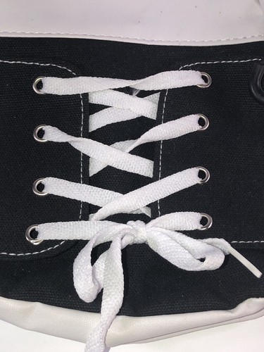 Bandolera Lona Cartera Zapato Negro Blanco Zapatilla con Cordones Bolso Patineta - Imagen 2 de 6