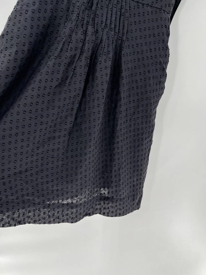 Vestido Moulinette Soeurs Feminino 6 Cinza Preto Plissado Babado Sem Mangas Decote Redondo - Imagem 4 de 4