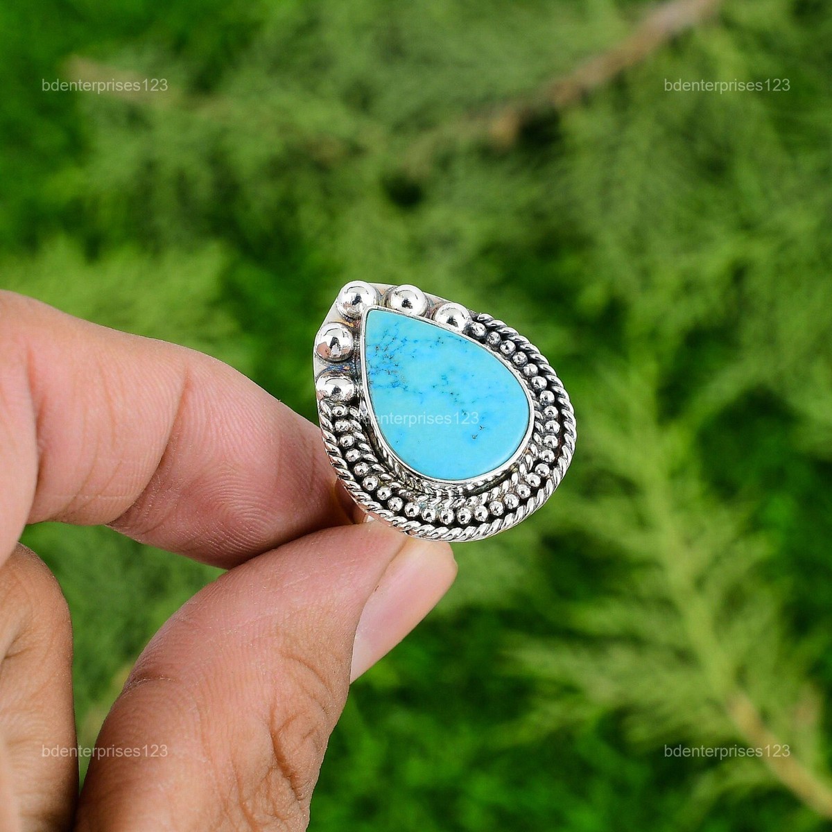 Natural Arizona Turquoise Sterling Silver Trendy Wedding Promise
