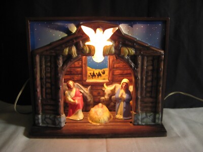 Vintage ROYAL Nativity Scene Lightup Musical Plays  Silent Night READ AD! 1071 T