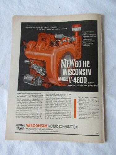 1961 Wisconsin V-460D engine print  AD 11x8" - Picture 1 of 1