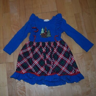 white christmas dresses Red & Grey Tree Cars Ruffle Dress main image 1