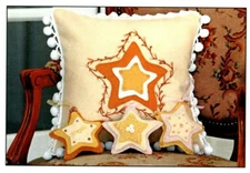 Vintage Stars Wool Stitchery Pillow & Ornament Pattern Primitive Folk Art