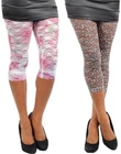 Sublimation Rose Chic Floral / Leopard Lace Capri Footless Leggings S/M/L