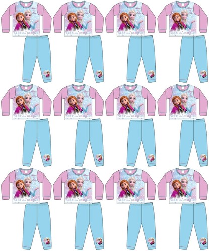 Job Lot 12 x BRAND NEW Girls Officially Licensed DISNEY FROZEN Pyjamas/PJs - 第 1/2 張圖片