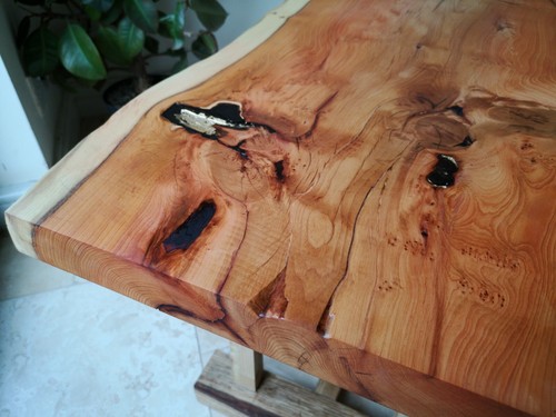 Handmade Unique Natural/Waney Edge Wooden Coffee Table With Oak Legs - Picture 11 of 12