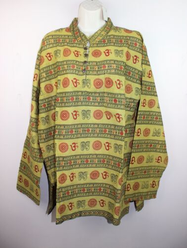 Hippy Hare Rama Om Ganesh Hindu Yoga Shirt Kurta Top Unisex Handmade Nepal HO1 - Picture 1 of 5