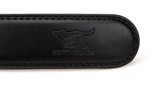 Septwolves Men women waist belt cow leather Auto lock Buckle black red 20001-2 - Picture 4 of 5
