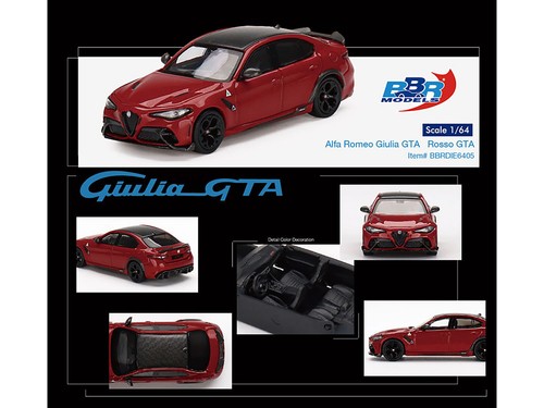 Alfa Romeo Guilia Gta Red 1/64 Diecast Model Car By Bbr Models Bbrdie6405