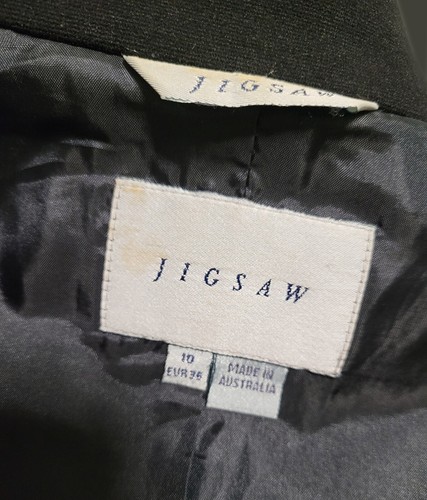 Jigsaw Black Zip Front Jacket Cream Piping Size 10 - Picture 5 of 7
