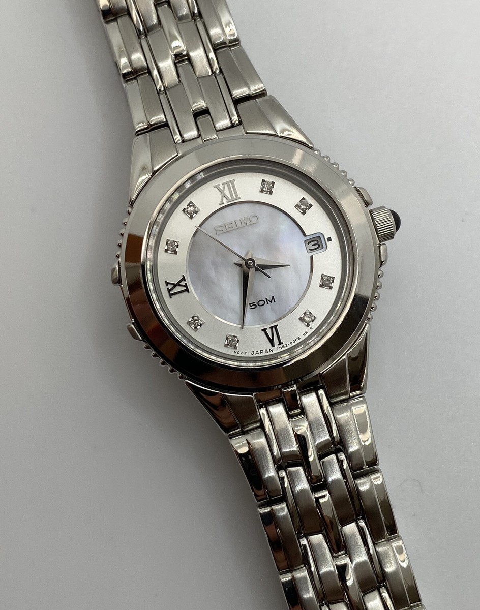 Original New Seiko Stainless Steel Diamond Roman Dial Ladies