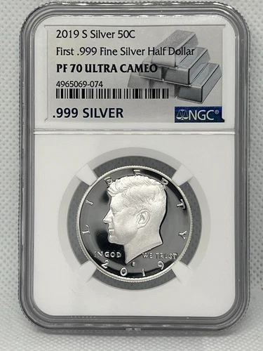 2019 S Silver Kennedy Half Dollar NGC PF 70 Ultra Cameo First .999 Silver Half