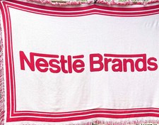 VINTAGE 1980s NESTLE BRANDS LOGO COTTON THROW BLANKET CARNATION CO ADVERTISING