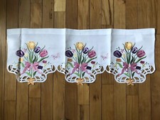Springtime Tulip Embroidered Cutout Valance Blooms Flower Bouquet Window Valance